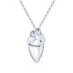 Father Mother Child Family Pendant Necklace Sterling Silver for New Moms