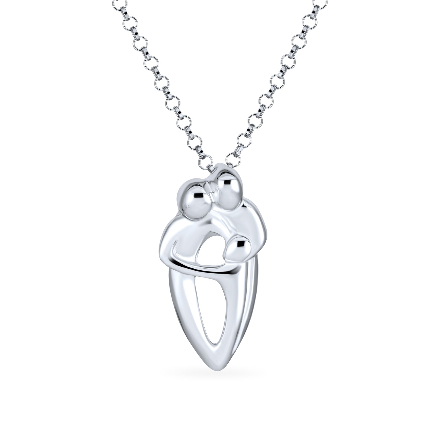 family-silver-necklace-modern_pl-ch0123-az_1 Father Mother Child Family Pendant Necklace Sterling Silver for New Moms - Image 1