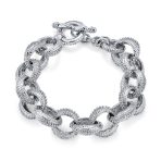 Set of 2 Large Oval Links Chunky Chain Link Bracelet Toggle Clasp Gold Plated - Image 2