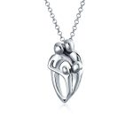 Mother Day Loving Family Father, Mother, Child Pendant Necklace .925 Sterling Silver