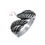 Biker Jewelry Angel Wing Band Ring Oxidized Stainless Steel - Image 3
