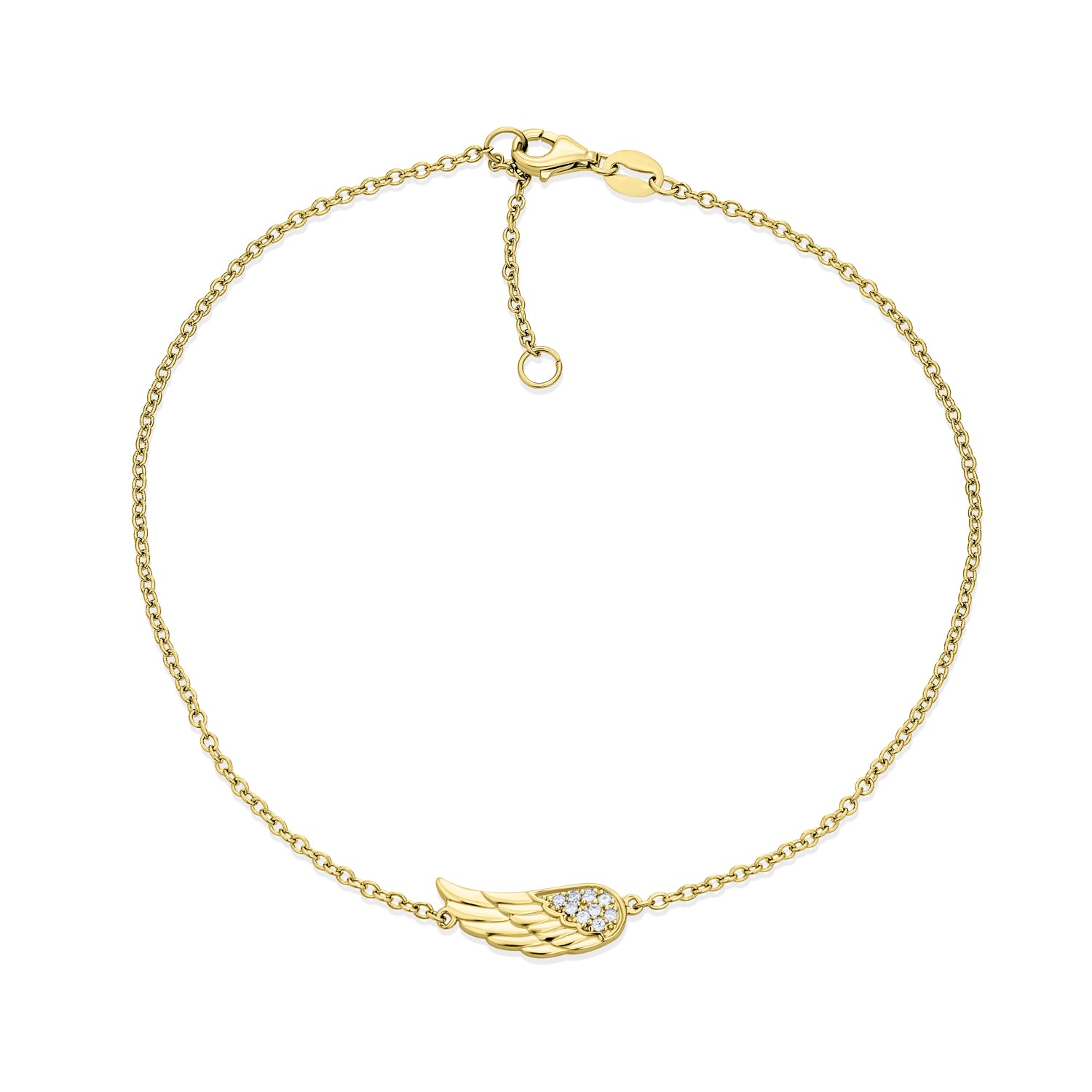 feather-cz-gold-anklet-wing_pfs-54-0484_1 Spiritual Guardian Angel Wing Evil Eye Anklet Ankle Bracelet Gold Plated Silver - Image 1
