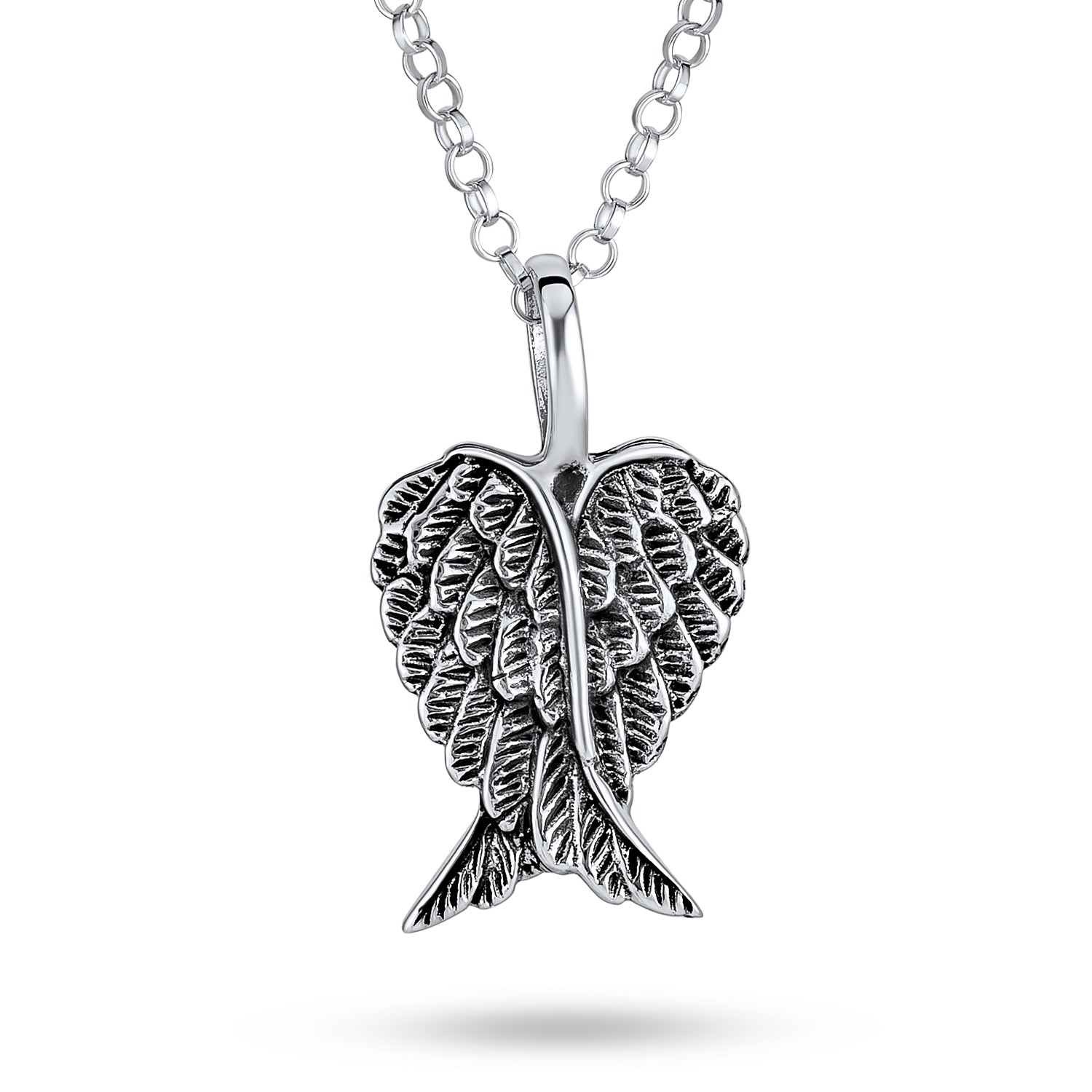 feather-wings-angel-heart-necklace-silver_n-e32745_1 Amulet Feathered Heart Angel Wing Pendant Necklace Antiqued - Image 1