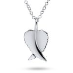 Amulet Feathered Heart Angel Wing Pendant Necklace Antiqued - Image 2