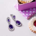 Cubic Zirconia Pave CZ Halo Pear Shaped Teardrop Dangle Statement Earrings - Image 17