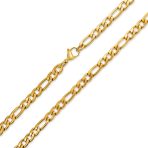 Heavy Solid 7MM Gold Plated Stainless Steel Figaro Chain Necklace 24 Inch