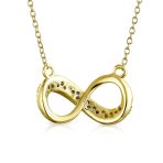 Pave CZ Infinity Love Knot Pendant Necklace 14K Gold Plated Sterling Silver - Image 3