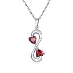 Red Infinity Heart Necklace & CZ Multi-Heart Bracelet Set Sterling Silver - Image 3