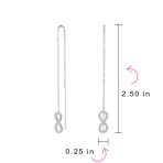 Simple Long Forever Love Knot Symbol Infinity Threader Earrings .925 Sterling Silver - Image 4