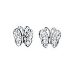 Filigree Butterfly Stud Earrings Sterling Silver Nature-Inspired Small Animals