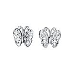 Filigree Butterfly Stud Earrings Sterling Silver Nature-Inspired Small Animals