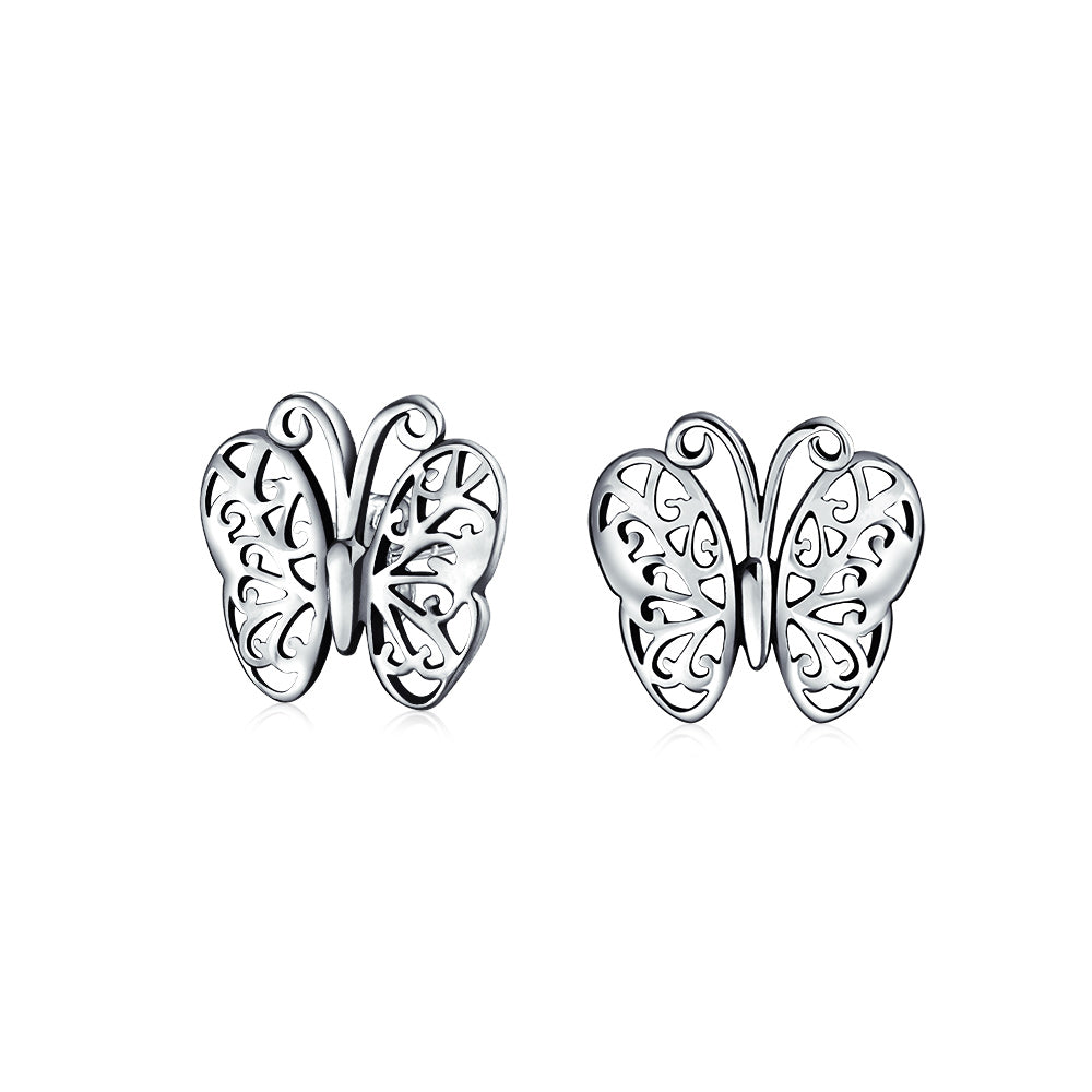 filigree-butterfly-stud-earrings-silver_pmr-s10081-az_1 Filigree Butterfly Stud Earrings Sterling Silver Nature-Inspired Small Animals - Image 1