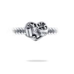 Romantic Filigree Heart Charm Bead for Wife or Daughter in Sterling Silver - Image 2