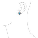 Filigree Marquise Blue Turquoise Clip-On Earrings Non-Pierced Sterling Silver - Image 3