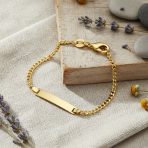 18K Gold Plated Tiny ID Bracelet for Small Wrists 5 Inch - Image 3