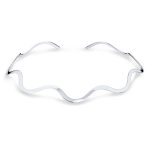 Wave Zig Zag Geometric Collar Choker Necklace .925 Silver Sterling