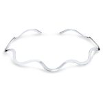 Wave Zig Zag Geometric Collar Choker Necklace .925 Silver Sterling
