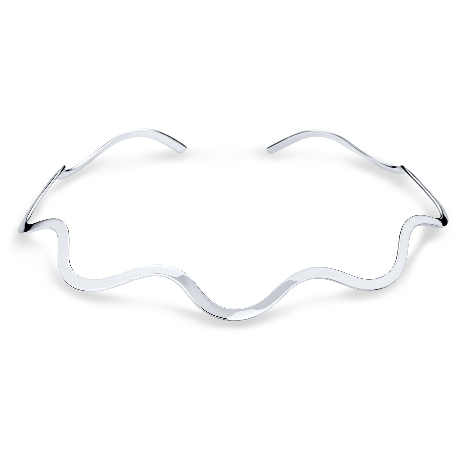 fine-choker-zig-zag-silver_sstr-ck911_11 Wave Zig Zag Geometric Collar Choker Necklace .925 Silver Sterling - Image 1