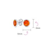 Minimalist Round Orange Fire Opal Stud Earrings Gold Plated - Image 8