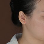 Minimalist Round Orange Fire Opal Stud Earrings Gold Plated - Image 6