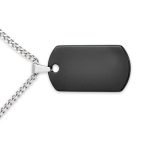 Medium Black Dog Tag Pendant Necklace for Men Stainless Steel 24" Chain - Image 7