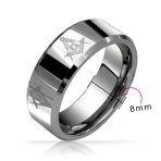 Square Compass Freemason Masonic Titanium Band Ring Silver Tone Comfort Fit 8MM - Image 6