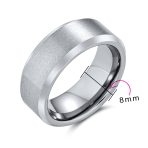 Beveled Edge Matte Silver Couples Wedding Band Titanium Ring 8MM Wide - Image 16