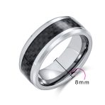 Unisex Tungsten Wedding Band Ring with Simulated Blue Opal Inlay for Couples - Image 5