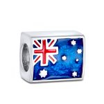 Australian Flag Charm Bead Sterling Silver European Bracelet