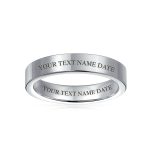 Plain Flat Cigar Titanium Wedding Band Ring Men Silver Tone - Image 3