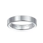 Plain Flat Cigar Titanium Wedding Band Ring Men Silver Tone - Image 2