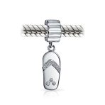 Set of 2 Beach Flip Flop Sandal Blue CZ Sunglasses Surfboard Dangle Charm Bead - Image 3