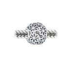 Floral Filigree Flower Charm Bead Sterling Silver for European Bracelet - Image 2