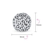 Floral Filigree Flower Charm Bead Sterling Silver for European Bracelet - Image 3