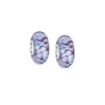 Set of 2 Murano Glass Charm Bead Sterling Silver Core Floral Design for Bracelet - Image 5