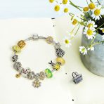 Sunflower Daisy Charm Bead Two-Tone 14K Gold Plated Fits European Bracelet - Image 4