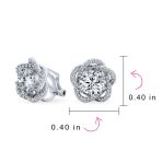 Cubic Zirconia CZ 3D Twist Halo Rose Flower Shape Clip On Earrings Non Pierced Ears - Image 4