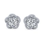 Cubic Zirconia CZ 3D Twist Halo Rose Flower Shape Clip On Earrings Non Pierced Ears - Image 2