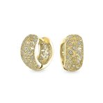 Victorian Style CZ Accent Wide Filigree Flower Huggie Mini Hoop Earrings Gold Plated - Image 3