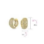 Victorian Style CZ Accent Wide Filigree Flower Huggie Mini Hoop Earrings Gold Plated - Image 12