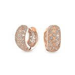 Victorian Style CZ Accent Wide Filigree Flower Huggie Mini Hoop Earrings Gold Plated - Image 2