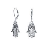 Amulet Hamsa Hand Dangle Chandelier Earrings Leverback