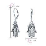 Amulet Hamsa Hand Dangle Chandelier Earrings Leverback - Image 4