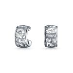 Flower Leaves Cartilage Band Sunflower Ear Cuffs Earrings For Non Pierced Ear Sterling Silver