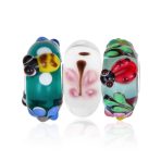 Mixed Garden Insect Glass Charm Bead Set Ladybug Butterfly Bee Spacer