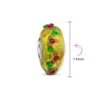 Murano Glass Charm Bead 3D Lampwork Multi-Color Gold Foil Flower Silver Core - Image 3