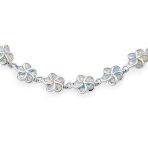 White Created Opal Hawaiian Plumeria Hawaiian Flower Bracelet .925 Sterling Silver - Image 2