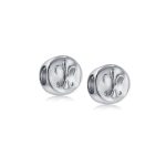 Set of 2 Symbolic Flower Ornate Fleur De Lis Charm Bead Sterling Silver