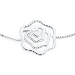 Delicate Garden Flower Strand Bracelet with Open Rose Slide in Sterling Silver - Image 2