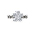 Daisy Flower Charm Bead with Sparkling CZ Pave for European Bracelet - Image 2